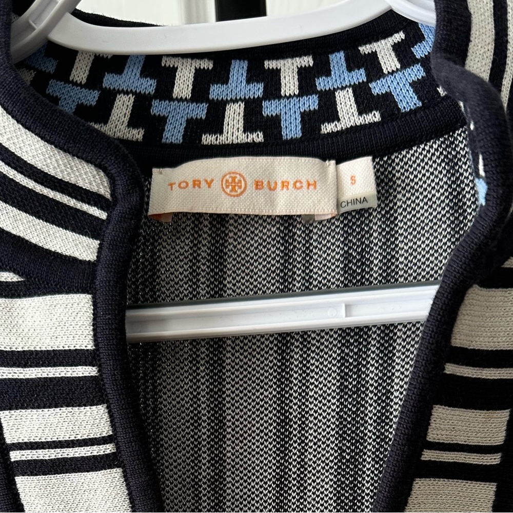 Tory Burch Black and Ivory Cotton Striped Knit Tunic - Picture 7 of 14